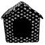 PETSBED Hundebett Hundehöhle Pfotenmotiv Schwarz 47 x 34 cm