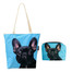 FERA Französische Bulldogge klassische Einkaufstasche + Federtasche/Kosmetiktasche Stoff