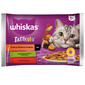 WHISKAS Adult 4 x 85 g Collection of Rural Flavours Katzennassfutter in Saucenstücken mit Lamm, Huhn und Karotten, Rind und Geflügel