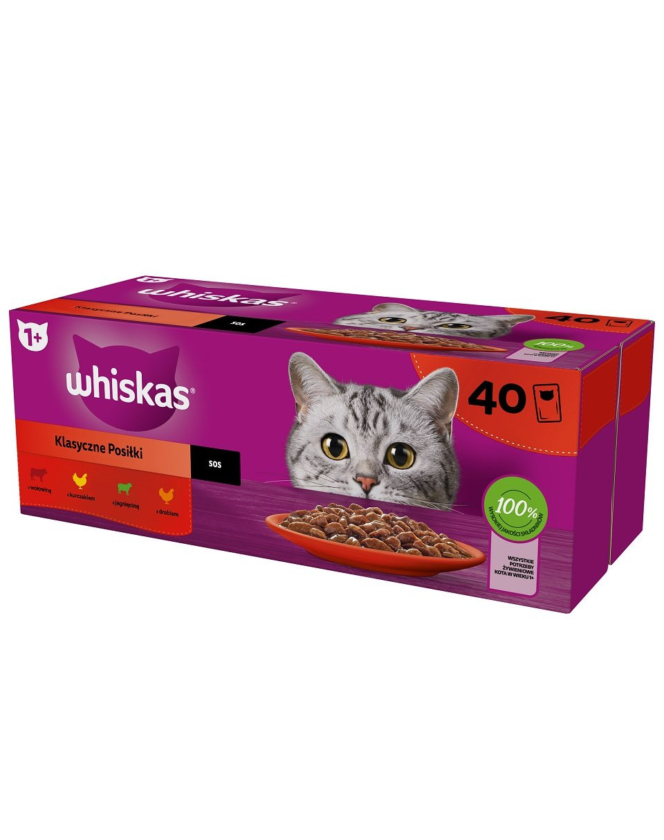 WHISKAS Classic Meals Nassvollnahrung g Katzen 40x85 :: Sauce Katze :: Nassfutter für und ausgewachsene Katzenfutter in Snacks 